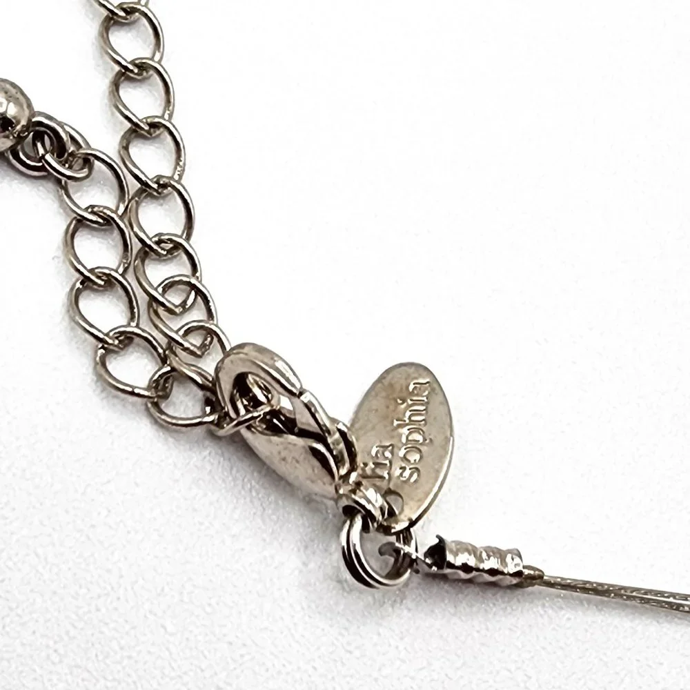 LIA SOPHIA COTTON CANDY Silver Pink Teardrop Floating Bead Signed Necklace